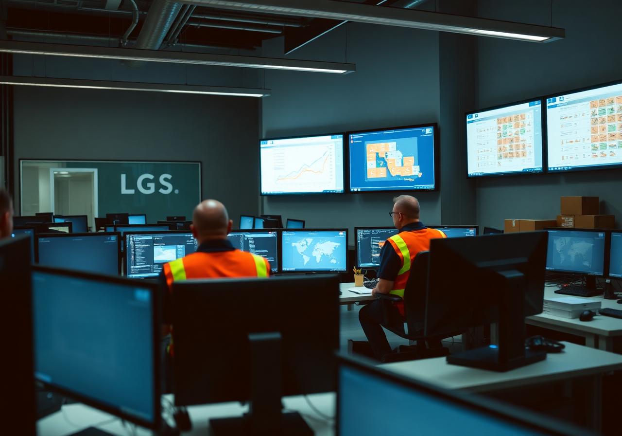 Logistics control room with operators coordinating shipments