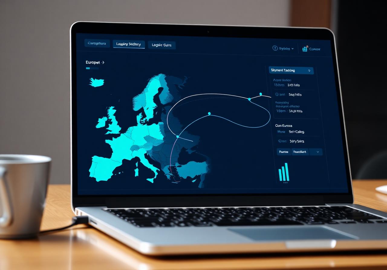 Live shipment tracking console showing European routes